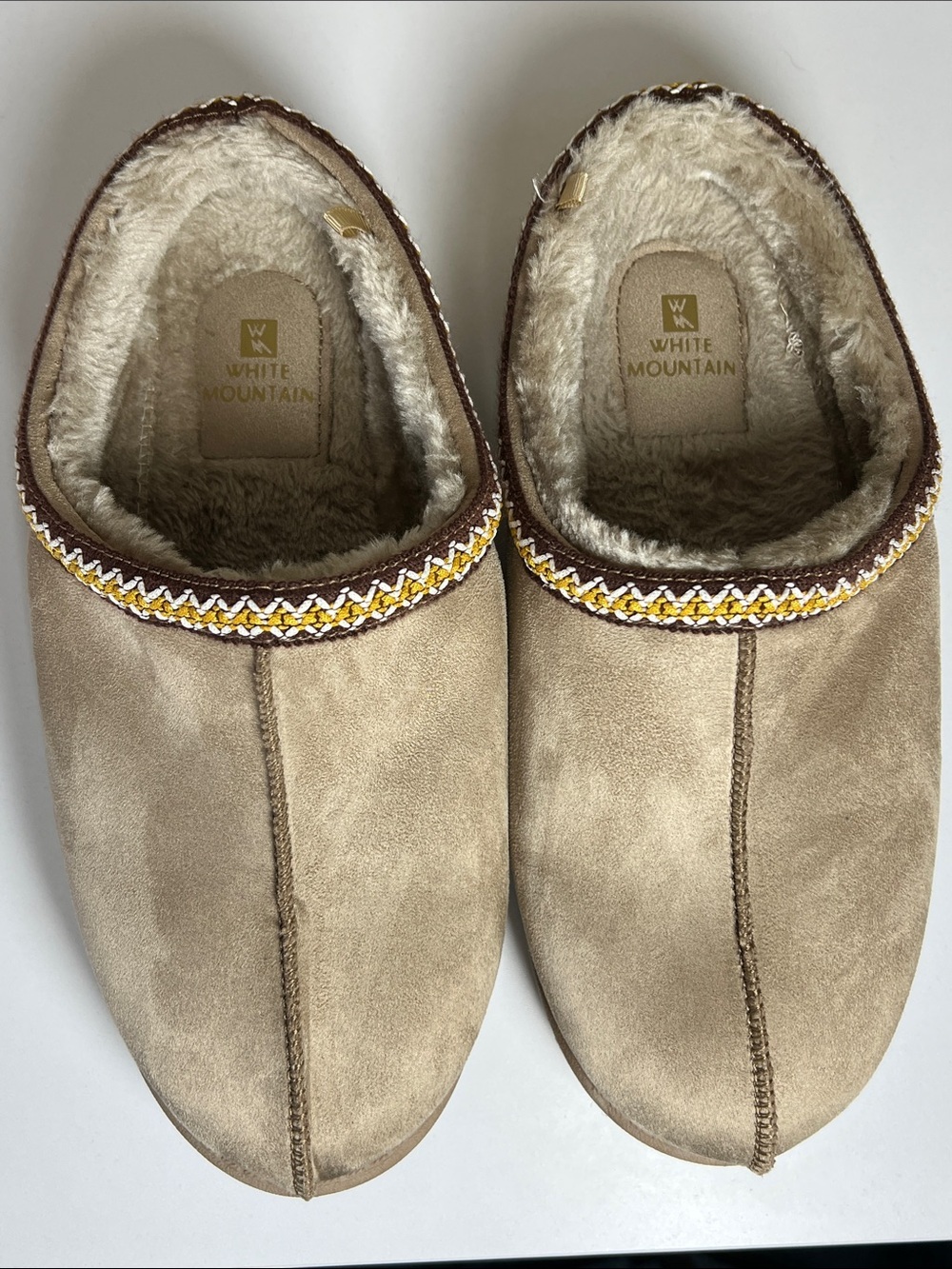 White Mountain Women's Cozy Slip-On Mule in Light Brown Decorative Trim Size 11 - Picture 3 of 5